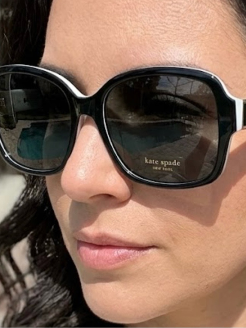 kate spade Black and Silver Oversized Square Sunglasses